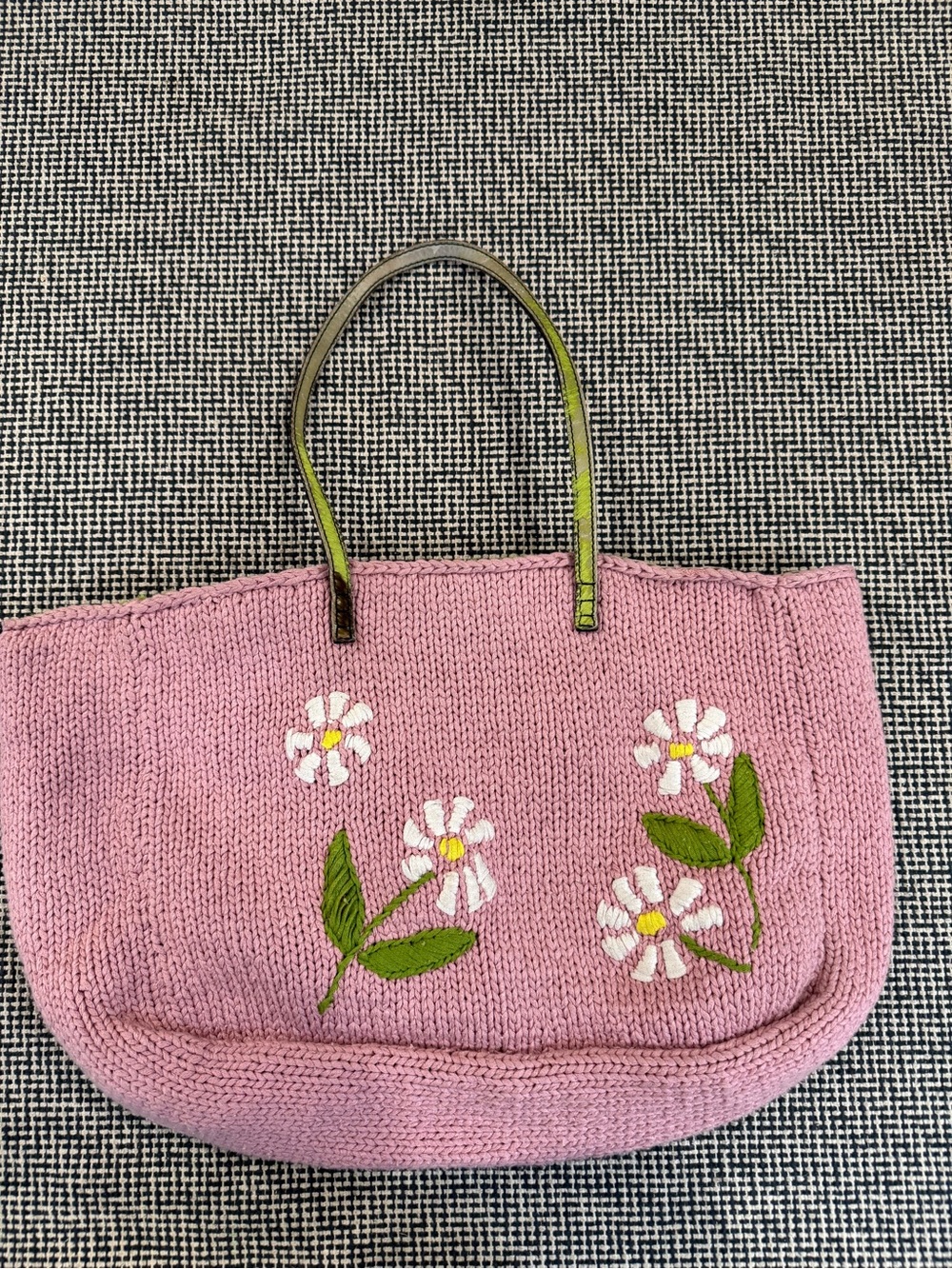 Authentic Vintage Fendi Floral Knit Tote with Pony hair details